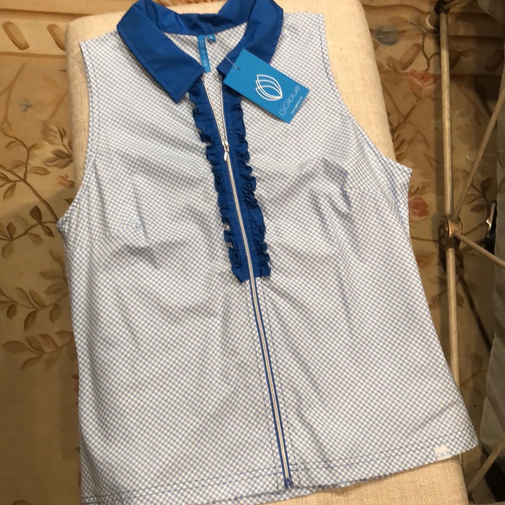 Golf Shirt- GGBlue Luxe Sport Golf Shirt. Size M